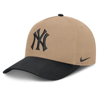 Nike New York Yankees Rise Nike Mens MLB A-Frame Trucker Adjustable Hat in Brown | NB1D0A3UNK-TZD