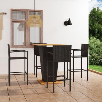vidaXL Conjunto De Bar Para Jard&iacute;n 5 Piezas Negro Vidaxl