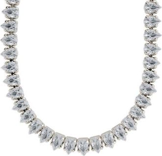 Sterling Forever Pear Cut Tennis Necklace in Silver at Nordstrom
