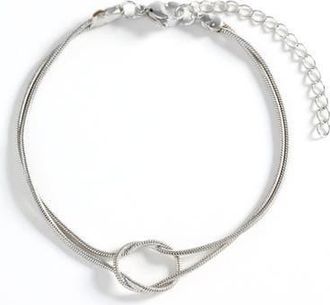 Mint & Lily Dainty Knot Bracelet in Silver at Nordstrom