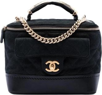 Chanel Pre-owned Globe Trotter Vanity - Dames - Vintage Handtas - Zwart - ONE Size - Leer - Vintage