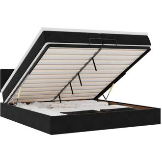 vidaXL Estructura Cama Otomana Con Colch&oacute;n Terciopelo Negra 200x200 Cm Vidaxl