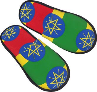 Generic Fuzzy Slippers Flag Of Ethiopia Printing Fluffy Slippers Comfy Casual House Slipper For Indoor Travel Bathroom M