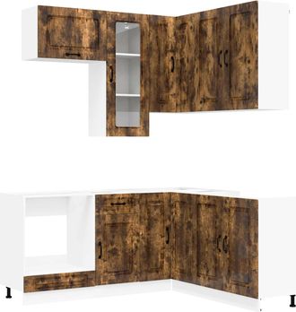 vidaXL Unidad De Cocina Kalmar 8 Uds. Roble Ahumado Vidaxl