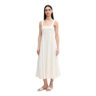 DKNY Dkny, Kleedjes, Dames, Beige, S, Linnen, Seamed Tank Dress With Tie Back