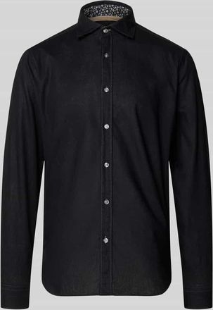 Fil Noir Regular Fit Business-Hemd aus Leinen-Baumwoll-Mix Modell ROMA in Black, Gr&ouml;&szlig;e 38