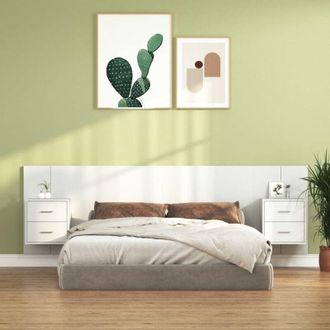 vidaXL Vidaxl - Testiera per Letto con Comodini in Legno Multistrato Bianco