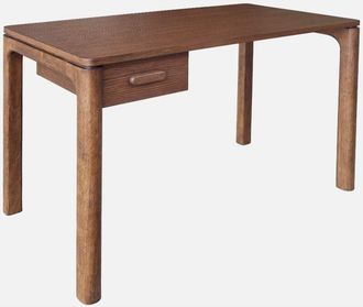 Sweeek Escritorio de madera de hevea con chapa de roble, 1 cajón