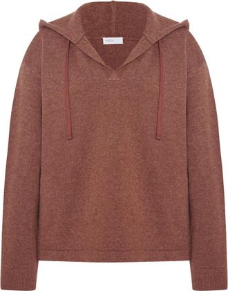 Rosetta Getty V-neck drawstring hoodie - women - Wool/Cashmere - S - Brown