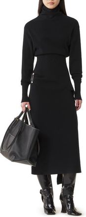 Lanvin Wool And Cashmere Midi Dress in Black at Nordstrom, Size X-Small