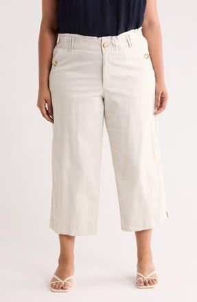 Democracy Button Pocket Crop Wide Leg Pants in Pale Stone at Nordstrom Rack, Size 14W