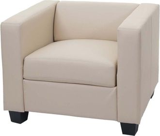 Hhg Poltrona sofa lounge moderno elegante serie Lille M65 75x86x70cm ecopelle avorio