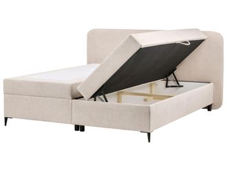 Beliani Cama continental de tejido beige 180x200