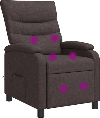 vidaXL Silla De Masajes Reclinable Marr&oacute;n Oscuro Tela Vidaxl