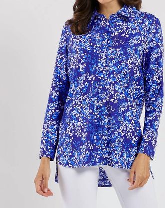 Jude Connally Hadley Tunic Top In Painterly Cheetah Beacon Blue