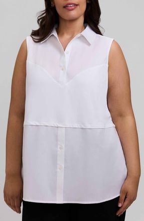Foxcroft Chelsea Layered Sleeveless Tank in White at Nordstrom, Size 3X