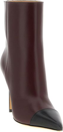Francesco Russo Two-Tone Leather Ankle Boot - Burgundy