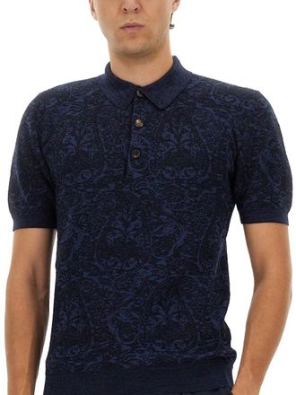 Etro Pegasus Embroidery Polo Shirt - Blue