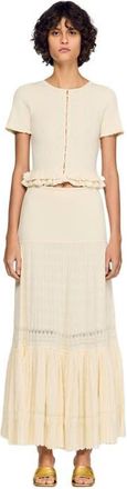 Sandro Long knit skirt in Ecru at Nordstrom, Size 38 Eu