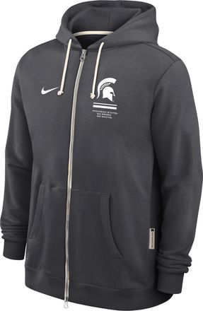 Nike Michigan State Sideline Standard Issue Nike Mens Dri-FIT College Full-Zip Hoodie in Grey | 03AV06FMST-1FA