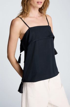 Kenneth Cole Tassel Trim Foldover Camisole in Black at Nordstrom, Size X-Large