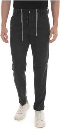 Marco Pescarolo Joggerbroek met omgeslagen manchetten - Heren - Slim Fit Broeken - Zwart - 4XL - Katoen - Broeken