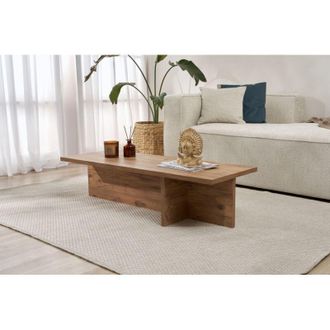 Dmora Mesa De Centro Marmorito, Rectangular, Tapa De Madera Chapada, Color Marr&oacute;n, 120x45x30h Cm Roble Con Nudos