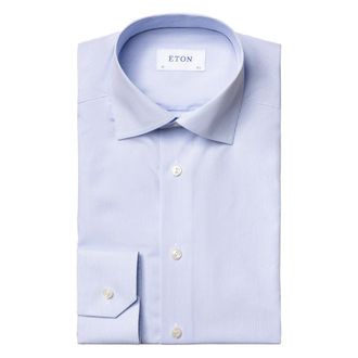 Eton Modern gestreept poplin overhemd - Heren - Zakelijke Overhemden - Blauw - 4XL - Katoen - Overhemden