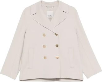 Max Mara Jas met dubbele rij knopen en zak - Beige