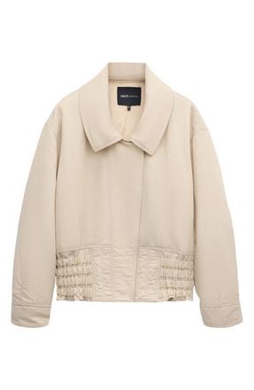 Mango Oversize Gathered Hem Jacket in Light/Pastel Grey at Nordstrom, Size X-Small