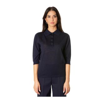 Liviana Conti Maglia basica a polo - Dames - Truien - Blauw - Maat: 2XL Wol