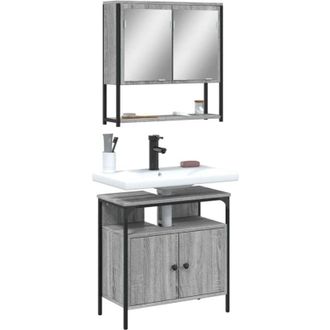 vidaXL Set Mobili da Bagno 2 pz Grigio Sonoma in Legno Multistrato - Vidaxl