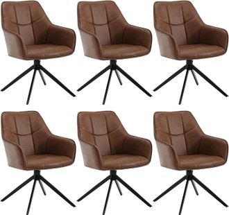 Woltu Juego De 6 Sillas De Comedor Con Patas De Metal. Respaldo Y Asiento Giratorio. En Poliuretano Vintage Marrone Claro - Woltu