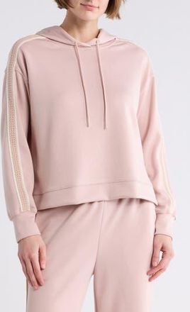 T Tahari Braid Trim Scuba Knit Hoodie in Dusty Pink at Nordstrom Rack, Size X-Large