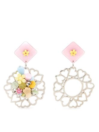 Amir Slama floral-appliqu&eacute; drop earrings - Silver
