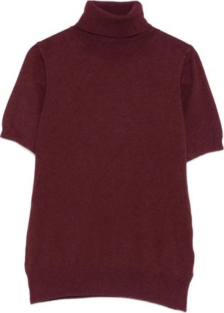 Vicolo short-sleeve roll-neck knitted top - Red