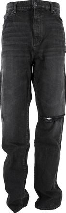 Amiri Distressed Straight-Leg Jeans in Black Cotton