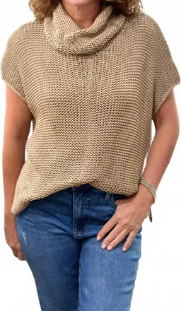 Wooden Ships Tasha Cowl Neck Cotton Top In Cashew