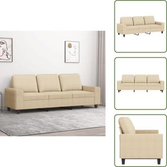 vidaXL Divano moderno - vidaXL Divano a 3 Posti Crema 180 cm in Tessuto - Divano comfort