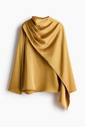 H&M Satinbluse mit Schaldetail - Senfgelb
