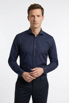 Olymp Langarmhemd OLYMP Level 5, Herren, Gr. 38, N-Gr, marine, Web, Obermaterial: 100% Baumwolle, k&ouml;rpernah, 2-Knopf-Manschette, Hemden Langarmhemd, Busines