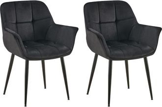 Clp Clp - Set De 2 Sillas De Comedor Rosevilla En Terciopelo Negro