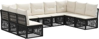 vidaXL Conjunto De Sof&aacute;s De Jard&iacute;n 9 Uds. Negro Rat&aacute;n Sint&eacute;tico Vidaxl