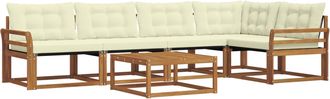 vidaXL Conjunto De Sof&aacute;s De Exterior 6 Uds. Natural Y Crema Vidaxl