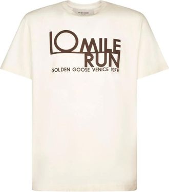 Golden Goose Tops, Heren, Wit, M, Katoen, Heritage Club Grafisch T-shirt