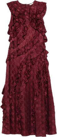 Ulla Johnson Abito midi Kavita Cascading con ruches - Rosso
