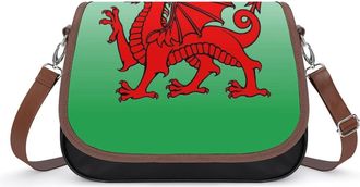 Generic Wales Flag Welsh Dragon Womens Crossbody Bag Fashion Shoulder Handbags Message Tote Bag with Adjustable Strap