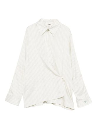 Fendi pinstripe wrap-tie blouse - White