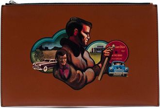 Dior Brown Leather On the Road Zip Clutch- 26.5cm x 17cm