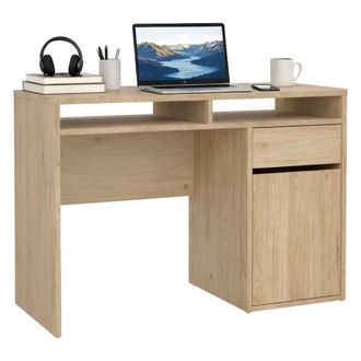 Dmora Escritorio Cherie, Escritorio Multiusos, Mesa De Oficina Para Pc, El Plan De Trabajo, 110x48 H77 Cm, Roble - Dmora
